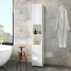 Mondeer Tall Bathroom Cabinet Slim Cabinet w/ 2 High Gloss Doors 6 Shelves White