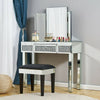 Bedroom 1/2 Drawers Mirrored Glass Dressing Table Cushioned Stool Mirror Set UK
