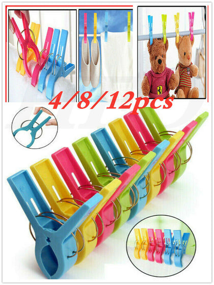 4 8 12 Large Plastic Beach Towel Clips Pegs Beach Quilt Clothes Pins Sun Lounger