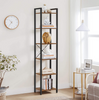 Tall Narrow Bookcase Vintage Industrial Display Unit Slim Rustic Storage Cabinet