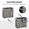 Side Cabinet with 2 Door Cabinet and 2 Drawer for Home Office Grey Black