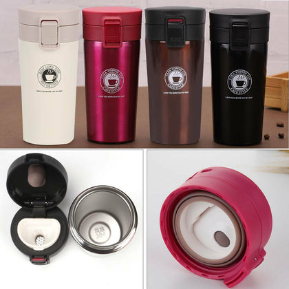 Insulated Travel Coffee Mug Cup Thermal Stainless Steel Flask Vacuum Thermos BK