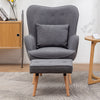 Fabric Armchair Sofa Buttoned High Back Upholstered with Foot Stool Accent Chair