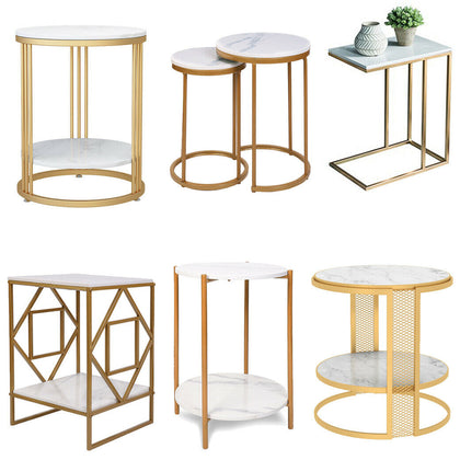 Luxury Marble Tea Coffee Cafe Table Living Room Office Laptop Sofa End Side Desk