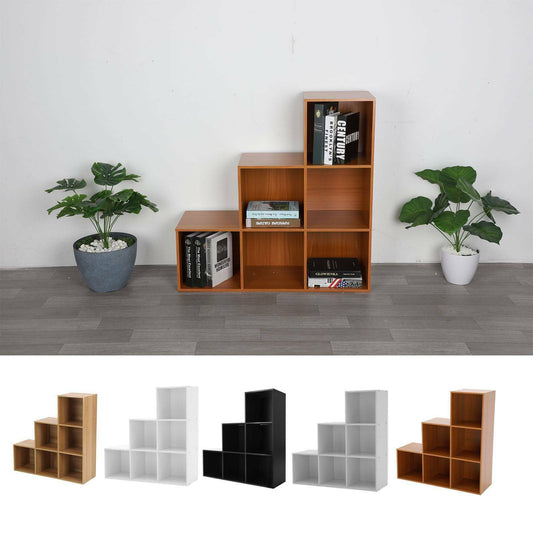6 Cube Step Storage Bookcase Unit Shelf Home Office Organiser Display Box NEW
