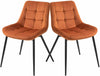 Sigtua 2pc Vintage Velvet Dining Chairs Solid Metal Leg Kitchen Soft Padded Seat