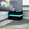 High Gloss Bedside Table Cabinets Nightstand Chest of Drawers FREE RGB LED Light