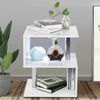 White Coffee Table Bedside Side Table 2 Shelves Storage Nightstand Furniture LED