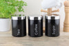 Set of 3 Airtight Tea Sugar and Coffee Storage Canister Jars, Black