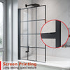 Bath Shower Screen Black Grid Framed Glass Panel 180° Pivot Hinged Door 800x1400