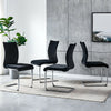 4 Pcs Velvet Dining Chairs High Back Chrome Legs Unique shaped Black Living room