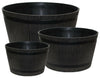 Brown Wooden Barrel Plant Pot Outdoor Garden Flower Tree Round Plastic Planter