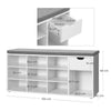 Shoe Bench, Shoe Shelf，Storage Bench with Drawer and Compartments, LHS24WT