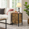 Bedside Table Nightstand 3 Drawer Cabinet Storage Table for Bedroom Rustic Brown