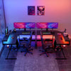 50" L Shaped Gaming Computer Desk with LED Rivisible Student Writing Table