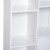 Cabinet Shelves Bookcase Storage Unit Free Standing w/ Two Doors White
