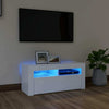 Modern White TV Unit Cabinet Stand 90cm High Gloss Doors with Free LED Lights
