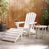 White Adirondack Footstool, Slatted Wooden Outdoor Garden Chair Footrest