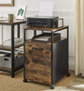 Industrial Filing Cabinet Office Storage Desk Unit Vintage Rustic Wheels Drawers