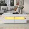 Coffee Table High Gloss LED RGB Tea Table With Storage Drawers Living Room HT