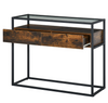 Industrial Console Table Vintage Glass Hallway Storage Rustic Metal Sideboard