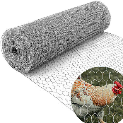 25M Wire Mesh Galvanised Fence Aviary Rabbit Hutch Chicken Run Coop Pet Net Cutt