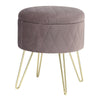 Velvet Round Ottoman Footstool with Storage Sofa Foot Stool Living Room Footrest