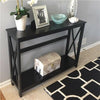 2 Tier X-Design Console Table Hallway Side Table Bookshelf Entryway Table Black