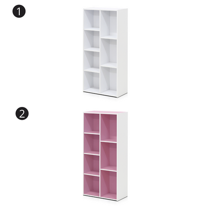 Furinno Reed 7-Cube Reversible Open Shelf Home Office Storage Unit Furniture