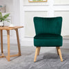 Luxury Velvet-Feel Accent Chair Padding Wood Frame Legs Home Green