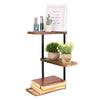 3 Tiers Rustic Solid Wooden Rack Wall Hanging Metal Shelf Storage Adjust Design