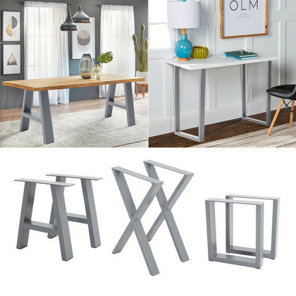 2PC Grey Industrial Steel A Shape Table Legs Desk Bench X Cross Frame Legs Frame