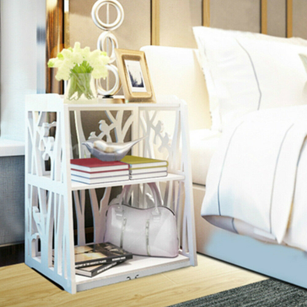 Hollow Bedside Table Nightstand Coffee Tea Side Lamp Desk Shelf Storage Bookcase
