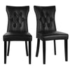2pcs PU Leather Padded Dining Chairs Retro Button Back Home Kitchen Dinner Seat