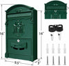 Large Retro Mailbox Wall Mounted Post Box Letterbox Outdoor Lockable With 2 Keys