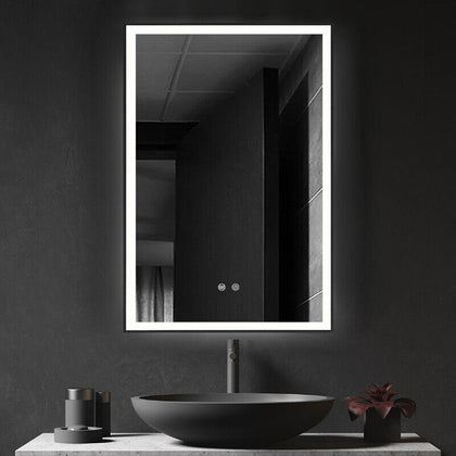 Rectangle Bathroom LED Mirror Wall Mounted Fogless Mirror 500x700mm Touch Switch