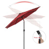3M Garden Parasol Outdoor Tilt Sun Shade Umbrella 32 LED Light Hand Crank Wine