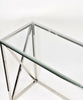 Glass Console Table Chrome Stainless Steel Modern Tempered Glass Living Room