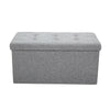 Large Linen Folding Storage Ottoman Pouffe Double Seat Foot Stool Storage Boxes
