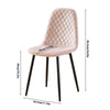 4Pcs Argyle Velvet Dining Chairs Metal Leg Side Chair Fabric Upholstered Kitchen