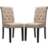 2/4x Dining Chairs Roll Top Scroll Button High Back Oak Legs Seat Dinning Room