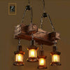 Industrial Design Pendel Decken Lampe Holz Balken Wohn Zimmer Hänge Leuchte DHL