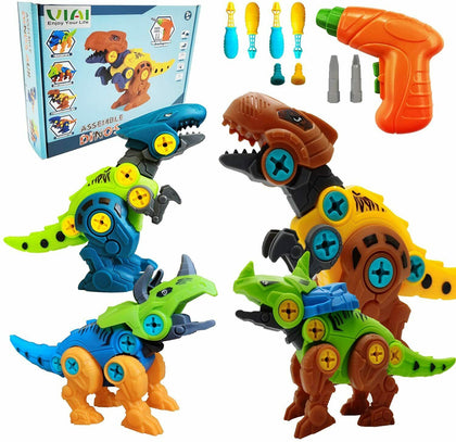 Take Apart Dinosaur Toys Construction Build Set 4 for Kids with Electric Drill