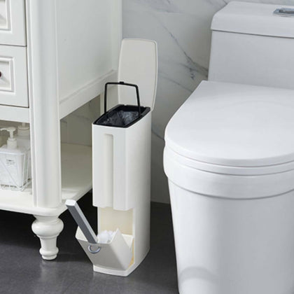 Narrow Trash Can Toilet Brush set Bathroom Home Dustbin Storage Box Container UK