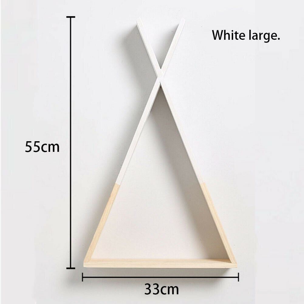 Wooden Nordic Triangle Wall Mounted Shelf Display Hanging Rack Storage Bookshelf