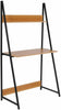 2-Tier Wood Computer Desk Metal Frame Study Writing Table with Shelf Storage