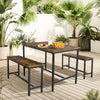 Wooden Dining Table Vintage Retro Furniture Rustic Metal Kitchen Breakfast Bench
