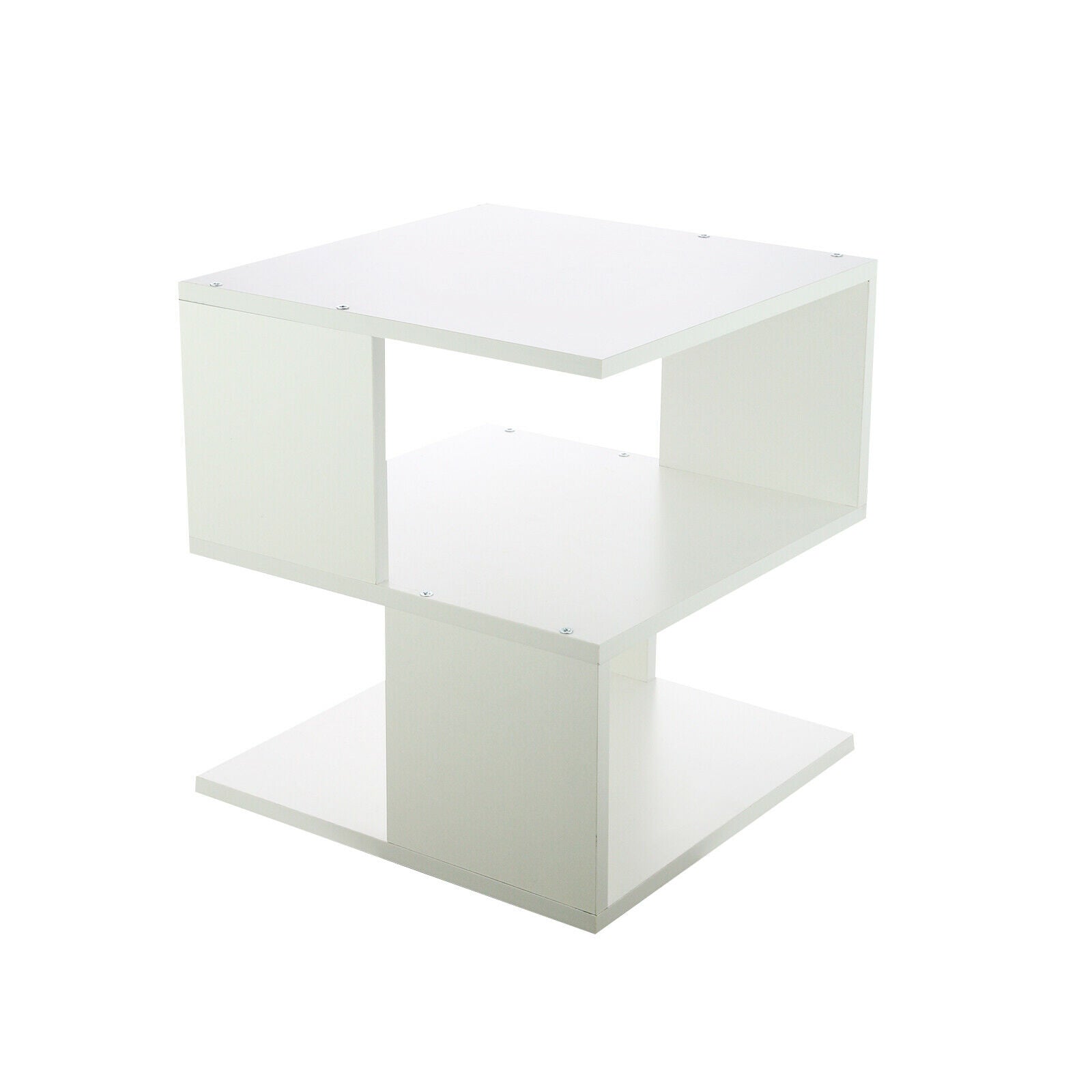 Modern Coffee Tea Table Square Side Desk Bedroom Nightstand with Storage Shelf