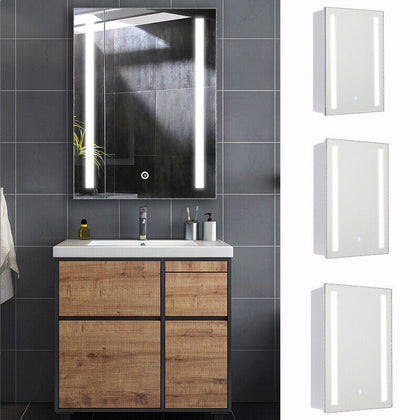 LED Bathroom Mirror Cabinet with Demister Pad Sensor Shaver Socket Wall Mounted
