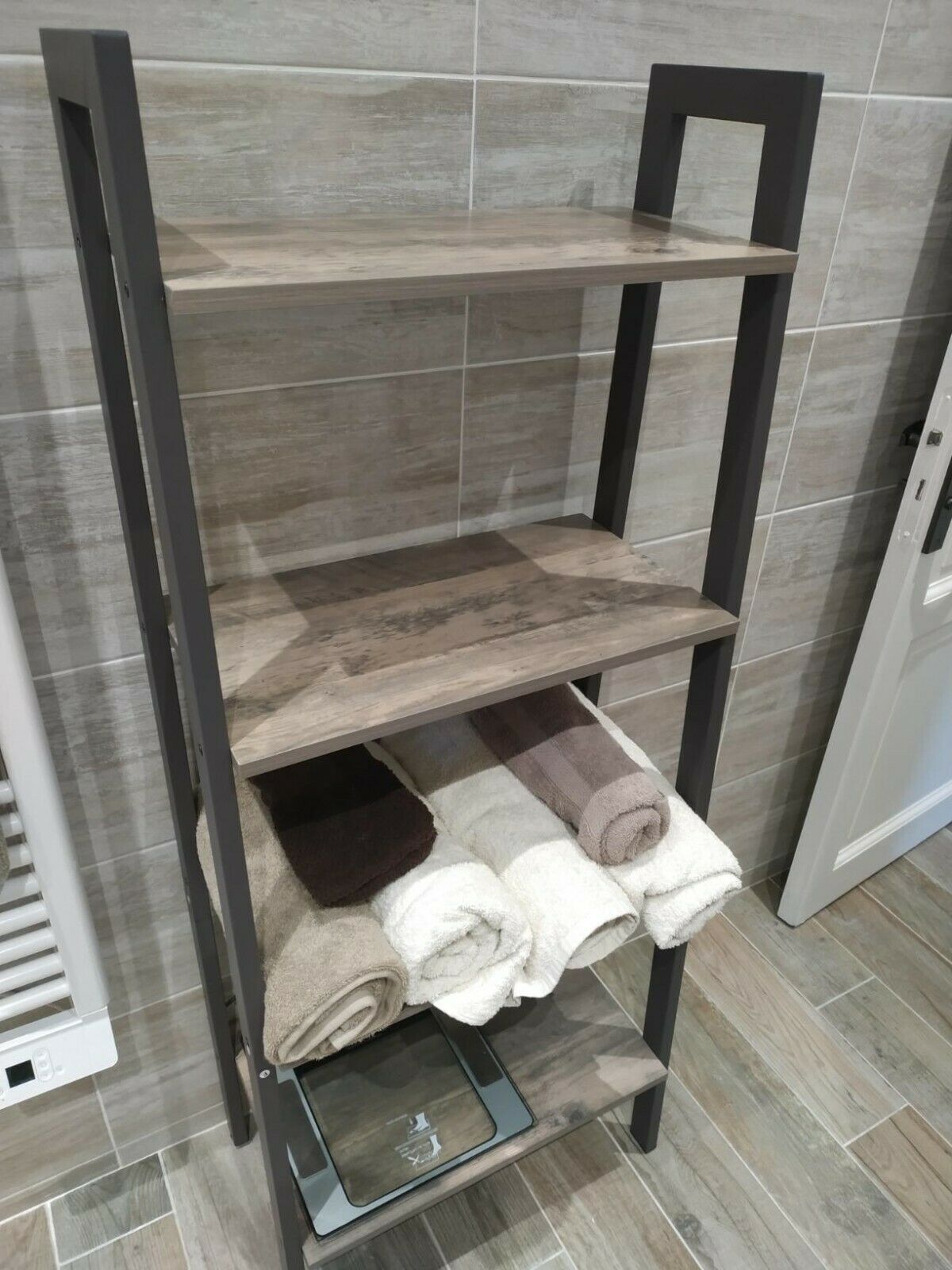 Industrial Plant Stand Vintage Bookcase Ladder Shelving Grey Display Rack Metal